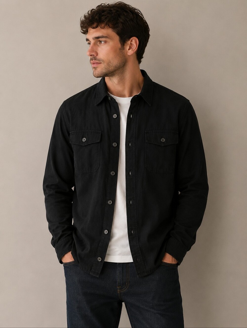 Dakota Grizzly Men's Classic Black Shirt Jacket Size L